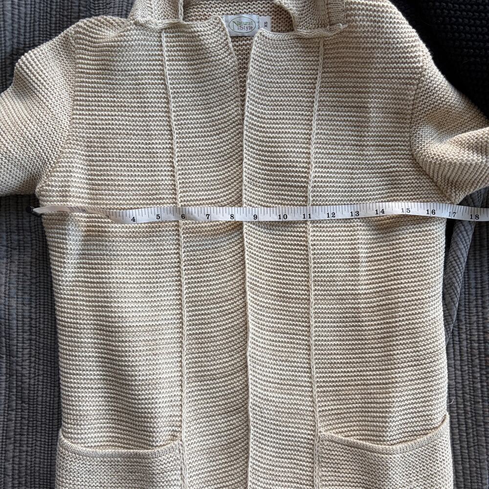 Natural Style Long Cardigan Coastal Grandma Linen Cottagecore Neutral Size XS - Picture 9 of 10